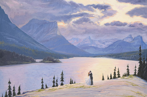 Sun Point Wedding wedding oil painting glacier national park