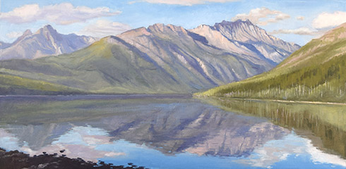 glacier national park oil painting Kintla Lake