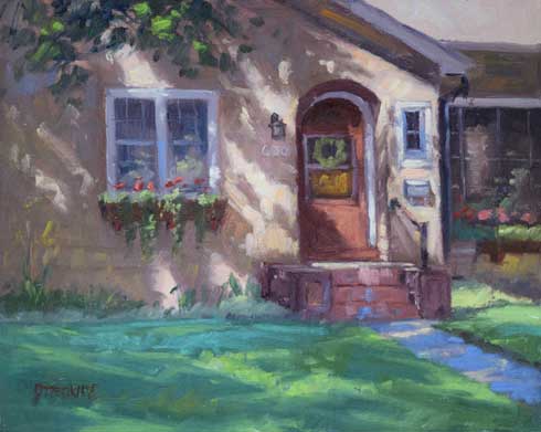 front porch glow oil painting
