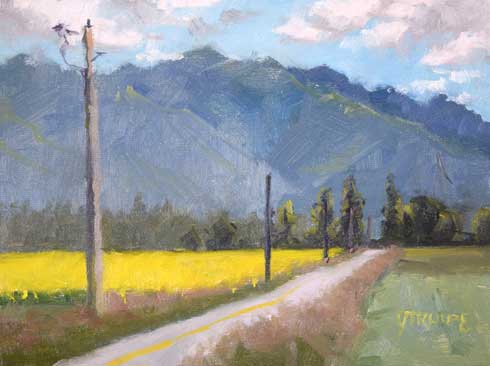 canola road oil painting