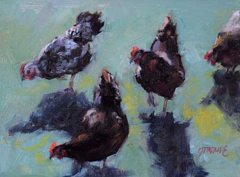 Montana plein air painter painting Pecking Order
