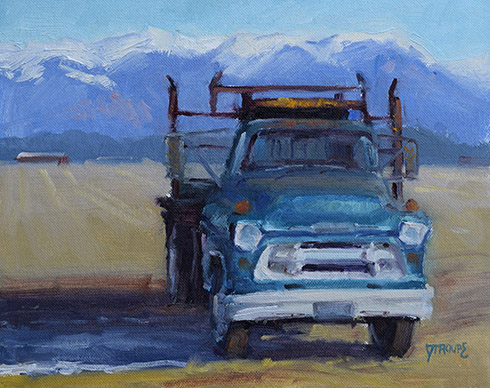 Teal classic car paintings