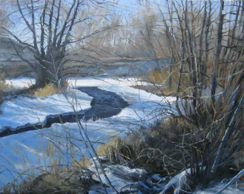 Montana plein air painter painting The Snowy Banks