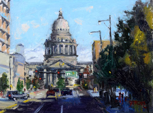 Capitol and Main Idaho State Capitol building oil painting Boise Idaho