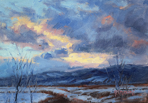 Cold Sunset glacier park paintings